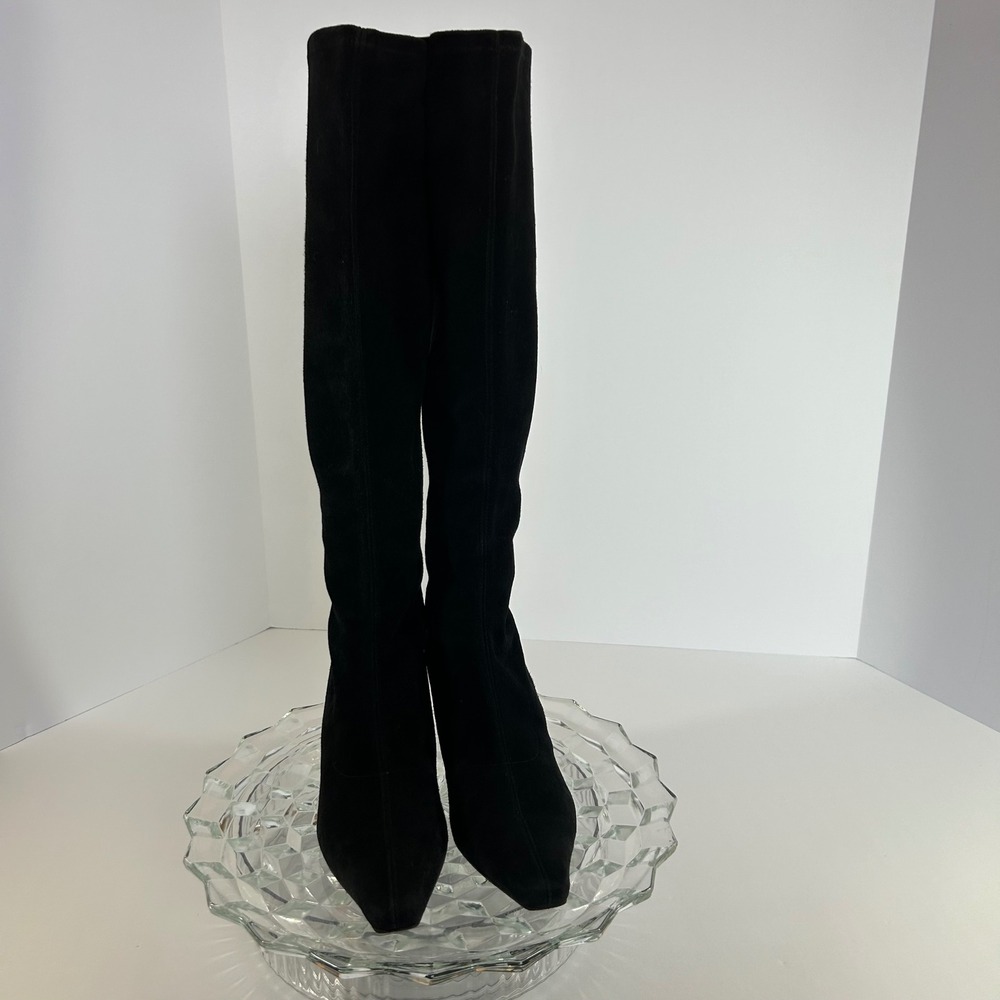 Stuart Weitzman Suede Leather‎ Over the Knee Pull On Boots Kitten Heel Black